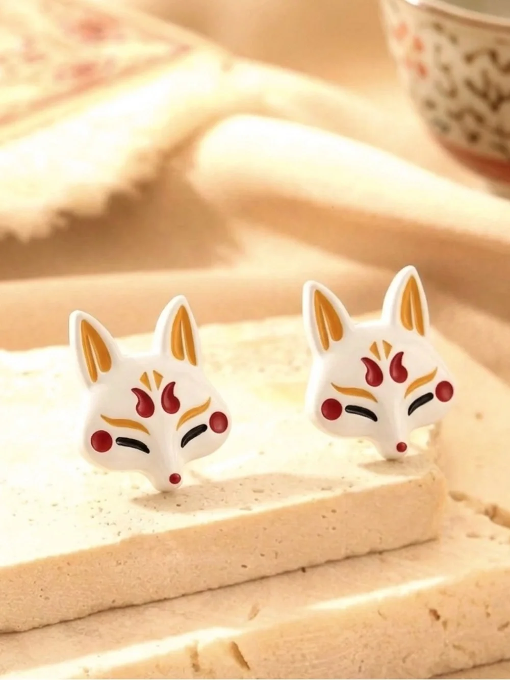 “Kitsune” Japanese Trickster Fox Supernatural Spirit Folklore Magic Kawaii Studs